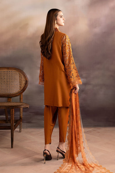 Maria B | RTW | 3 Piece Embroidered Bamber Raw Silk Suit-Brand:Maria B-Type:Luxury Formals-Brown - House of Maryam- Buy in UK, USA