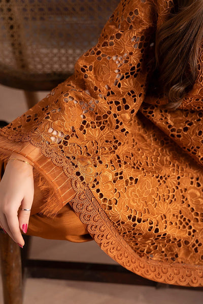 Maria B | RTW | 3 Piece Embroidered Bamber Raw Silk Suit-Brand:Maria B-Type:Luxury Formals-Brown - House of Maryam- Buy in UK, USA