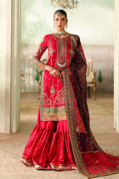 Maria B | RTW | 3 Piece Embroidered Bamber Raw Silk Suit-Brand:Maria B-Type:Luxury Formals-Pink - House of Maryam- Buy in UK, USA