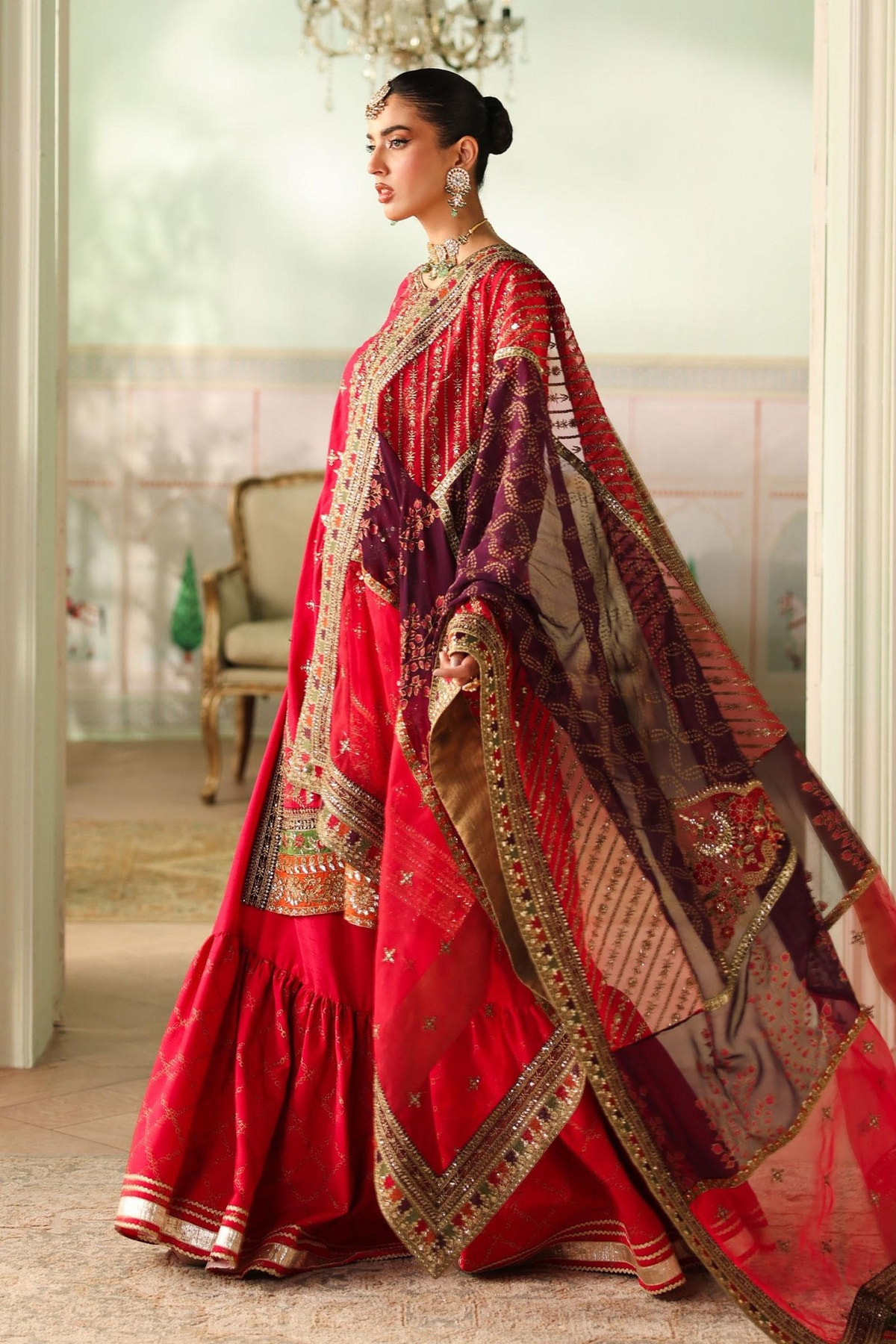Maria B | RTW | 3 Piece Embroidered Bamber Raw Silk Suit-Brand:Maria B-Type:Luxury Formals-Pink - House of Maryam- Buy in UK, USA