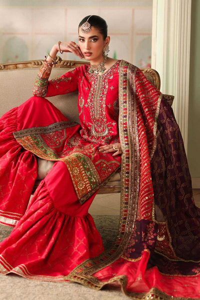 Maria B | RTW | 3 Piece Embroidered Bamber Raw Silk Suit-Brand:Maria B-Type:Luxury Formals-Pink - House of Maryam- Buy in UK, USA