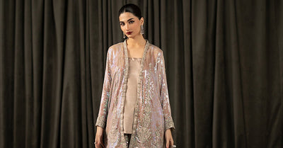 Maria B | RTW | 3 Piece Embroidered Bamberg Chiffon Suit-Brand:Maria B-Type:Luxury Formals-Brown - House of Maryam- Buy in UK, USA