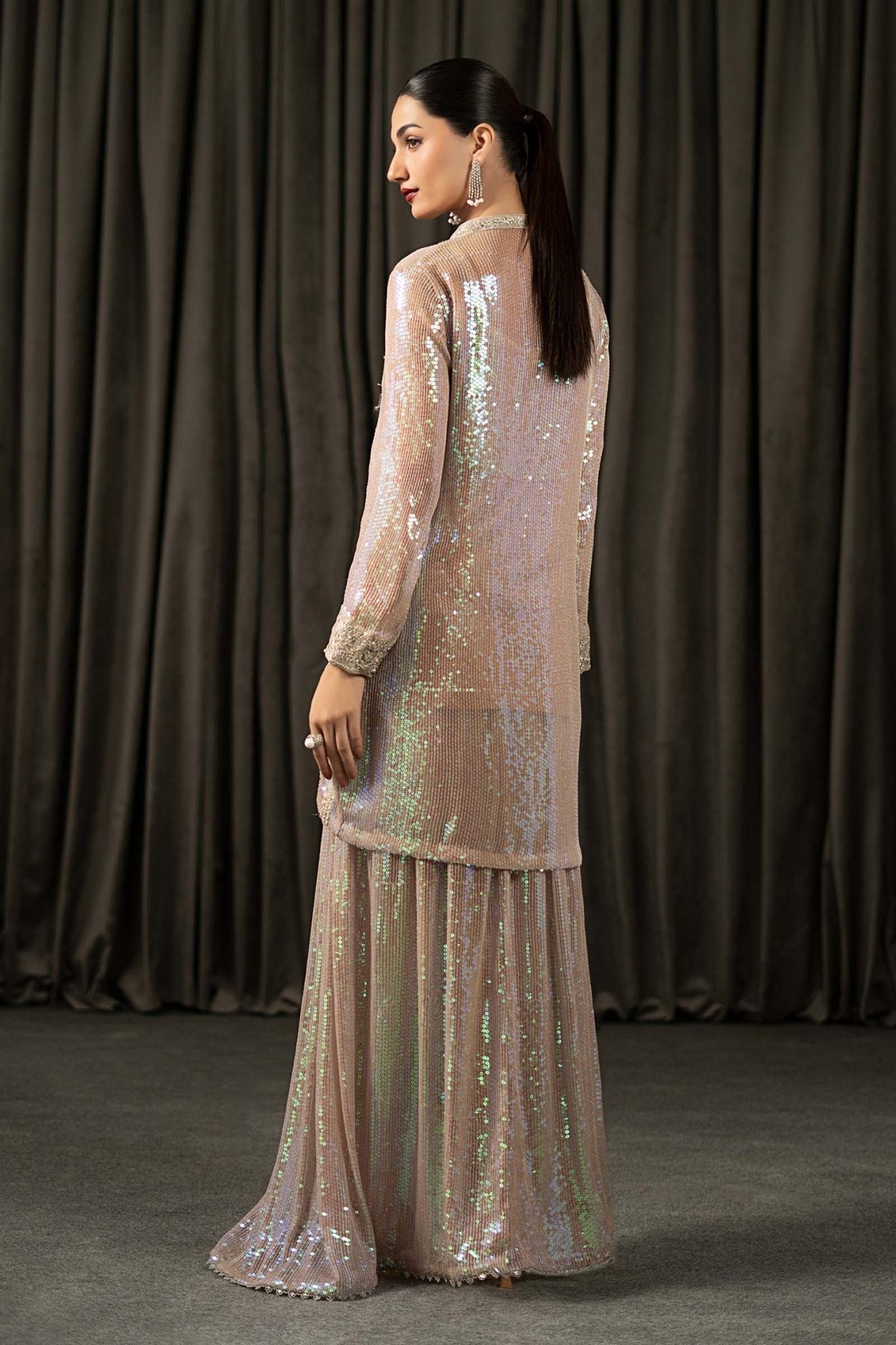 Maria B | RTW | 3 Piece Embroidered Bamberg Chiffon Suit-Brand:Maria B-Type:Luxury Formals-Brown - House of Maryam- Buy in UK, USA