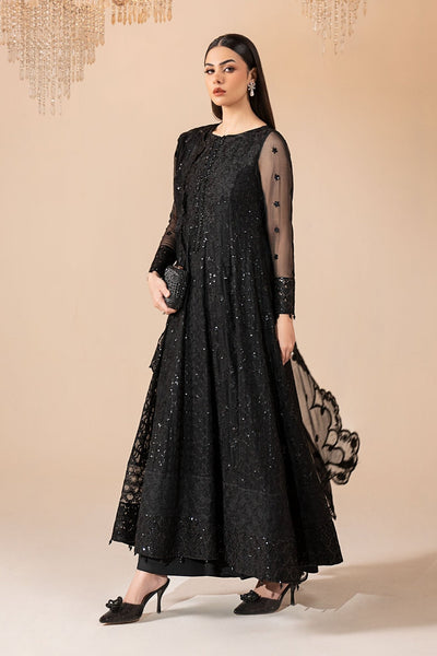 Maria B | RTW | 3 Piece Embroidered Chiffon Suit-Brand:Maria B-Type:Luxury Formals-Black - House of Maryam- Buy in UK, USA