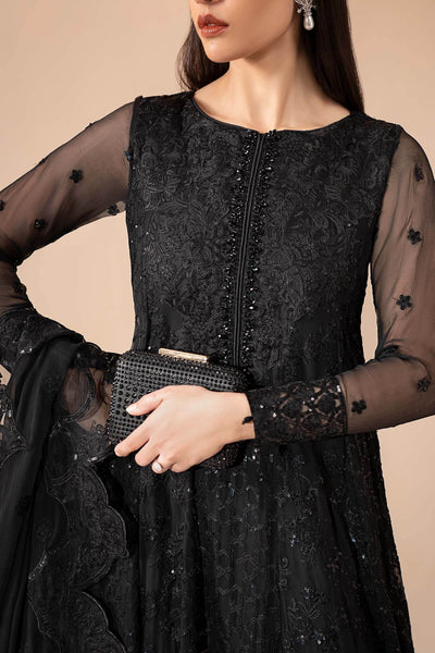 Maria B | RTW | 3 Piece Embroidered Chiffon Suit-Brand:Maria B-Type:Luxury Formals-Black - House of Maryam- Buy in UK, USA