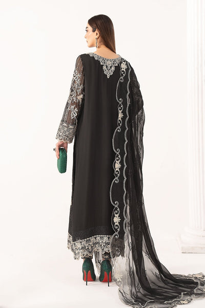 Maria B | RTW | 3 Piece Embroidered Chiffon Suit-Brand:Maria B-Type:Luxury Formals-Black - House of Maryam- Buy in UK, USA