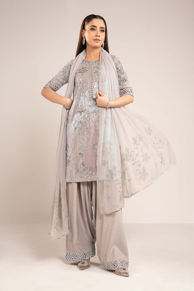 Maria B | RTW | 3 Piece Embroidered Chiffon Suit-Brand:Maria B-Type:Luxury Formals-Blue - House of Maryam- Buy in UK, USA