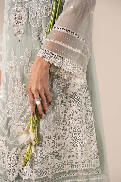 Maria B | RTW | 3 Piece Embroidered Chiffon Suit-Brand:Maria B-Type:Luxury Formals-Blue - House of Maryam- Buy in UK, USA