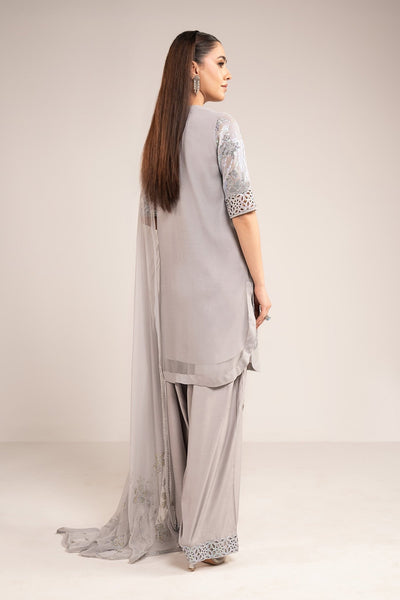 Maria B | RTW | 3 Piece Embroidered Chiffon Suit-Brand:Maria B-Type:Luxury Formals-Blue - House of Maryam- Buy in UK, USA