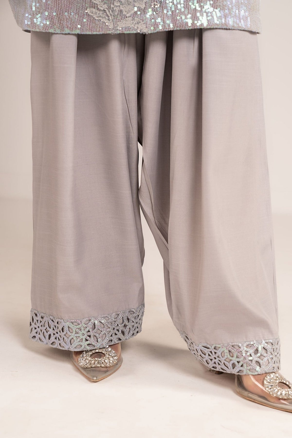 Maria B | RTW | 3 Piece Embroidered Chiffon Suit-Brand:Maria B-Type:Luxury Formals-Blue - House of Maryam- Buy in UK, USA