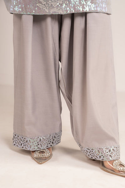 Maria B | RTW | 3 Piece Embroidered Chiffon Suit-Brand:Maria B-Type:Luxury Formals-Blue - House of Maryam- Buy in UK, USA