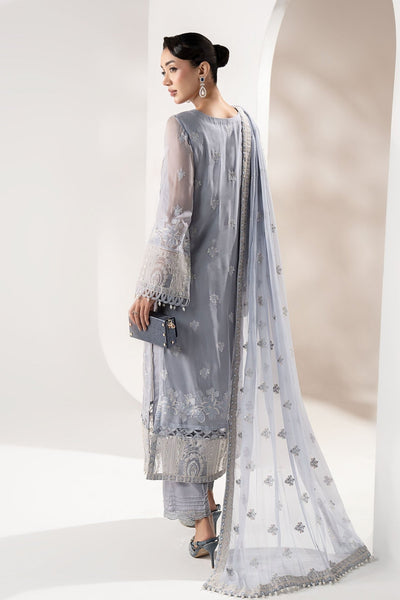Maria B | RTW | 3 Piece Embroidered Chiffon Suit-Brand:Maria B-Type:Luxury Formals-Blue - House of Maryam- Buy in UK, USA
