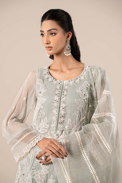 Maria B | RTW | 3 Piece Embroidered Chiffon Suit-Brand:Maria B-Type:Luxury Formals-Blue - House of Maryam- Buy in UK, USA