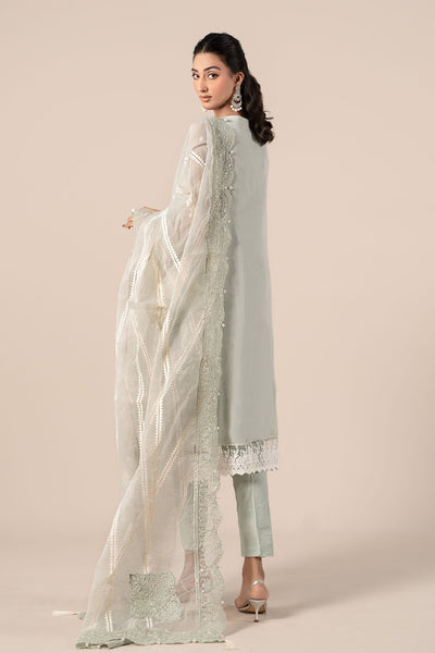 Maria B | RTW | 3 Piece Embroidered Chiffon Suit-Brand:Maria B-Type:Luxury Formals-Blue - House of Maryam- Buy in UK, USA