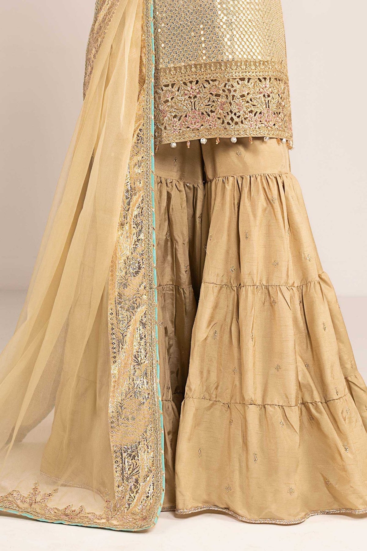 Maria B | RTW | 3 Piece Embroidered Chiffon Suit-Brand:Maria B-Type:Luxury Formals-Green - House of Maryam- Buy in UK, USA