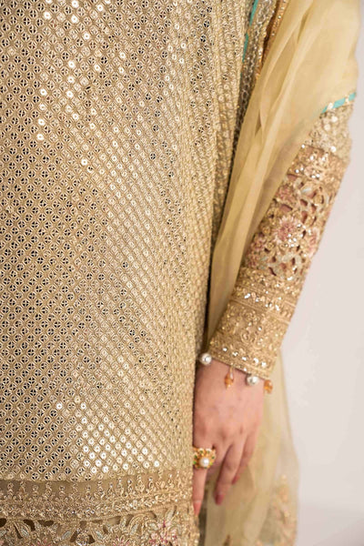Maria B | RTW | 3 Piece Embroidered Chiffon Suit-Brand:Maria B-Type:Luxury Formals-Green - House of Maryam- Buy in UK, USA