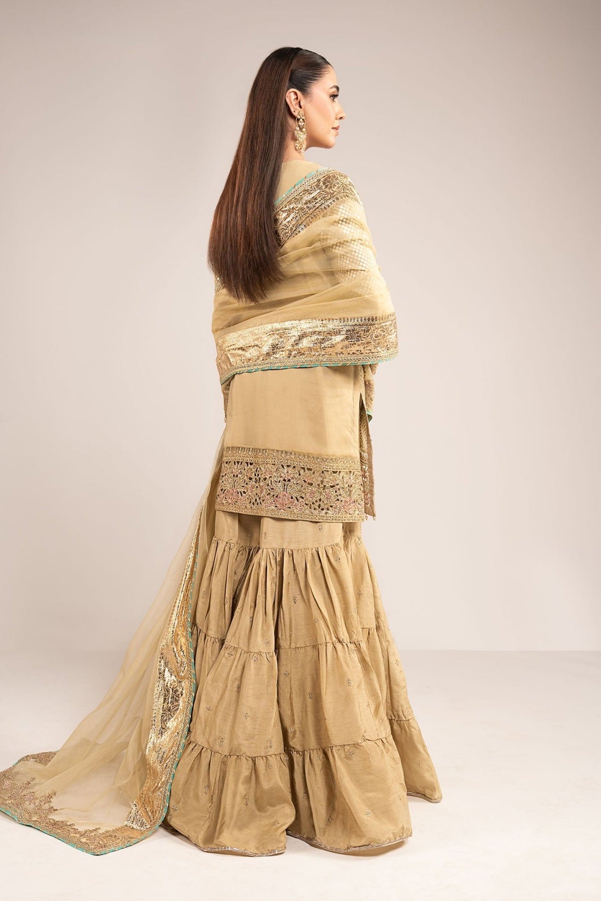 Maria B | RTW | 3 Piece Embroidered Chiffon Suit-Brand:Maria B-Type:Luxury Formals-Green - House of Maryam- Buy in UK, USA