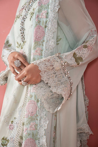 Maria B | RTW | 3 Piece Embroidered Chiffon Suit-Brand:Maria B-Type:Luxury Formals-Green - House of Maryam- Buy in UK, USA