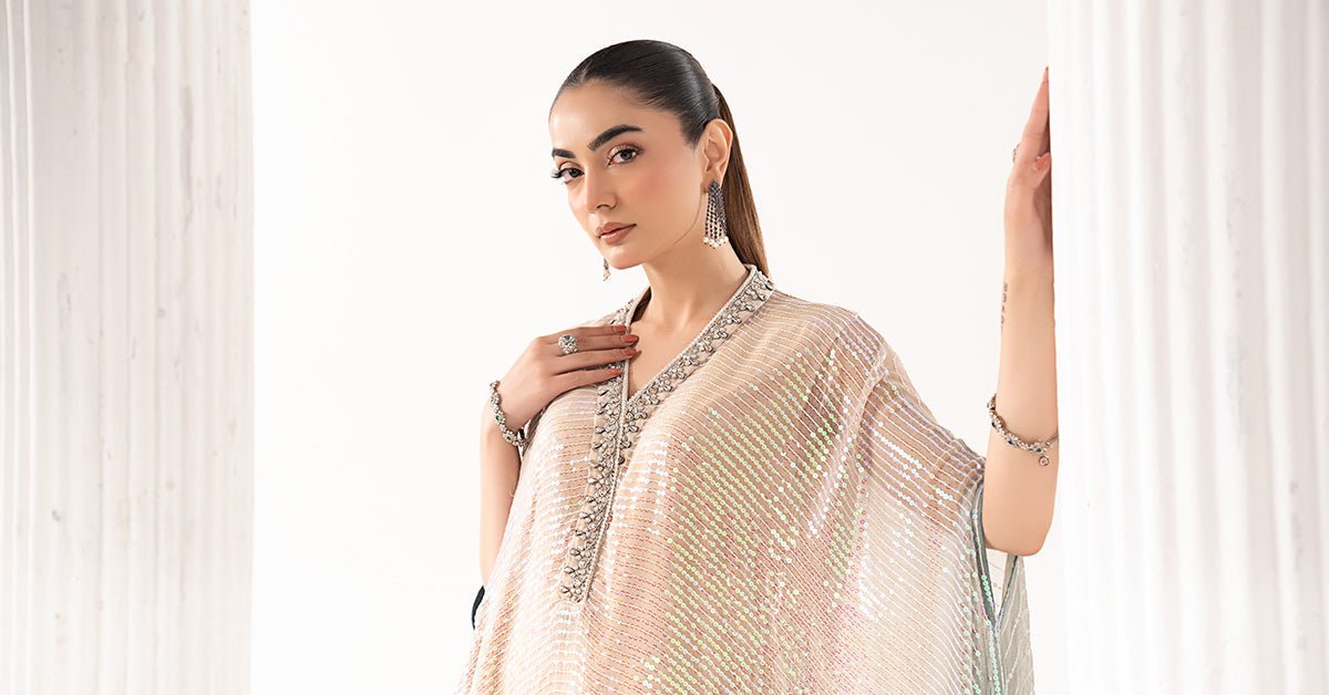 Maria B | RTW | 3 Piece Embroidered Chiffon Suit-Brand:Maria B-Type:Luxury Formals-Green - House of Maryam- Buy in UK, USA
