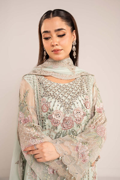Maria B | RTW | 3 Piece Embroidered Chiffon Suit-Brand:Maria B-Type:Luxury Formals-Green - House of Maryam- Buy in UK, USA