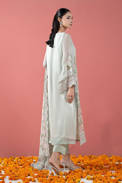 Maria B | RTW | 3 Piece Embroidered Chiffon Suit-Brand:Maria B-Type:Luxury Formals-Green - House of Maryam- Buy in UK, USA