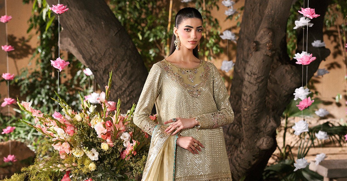 Maria B | RTW | 3 Piece Embroidered Chiffon Suit-Brand:Maria B-Type:Luxury Formals-Green - House of Maryam- Buy in UK, USA