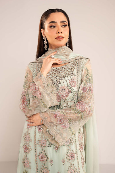Maria B | RTW | 3 Piece Embroidered Chiffon Suit-Brand:Maria B-Type:Luxury Formals-Green - House of Maryam- Buy in UK, USA