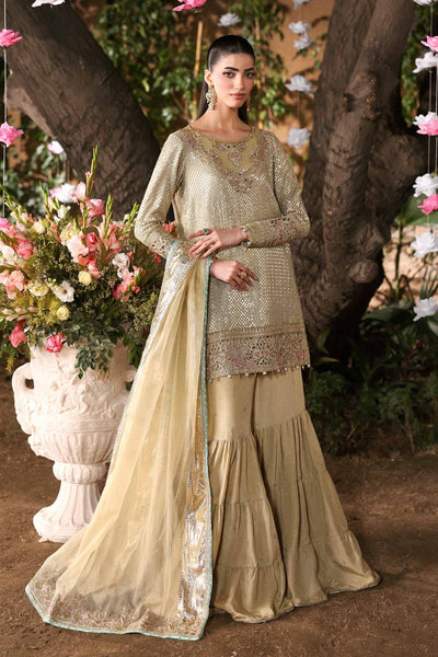 Maria B | RTW | 3 Piece Embroidered Chiffon Suit-Brand:Maria B-Type:Luxury Formals-Green - House of Maryam- Buy in UK, USA