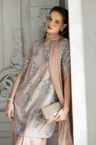 Maria B | RTW | 3 Piece Embroidered Chiffon Suit-Brand:Maria B-Type:Luxury Formals-Pink - House of Maryam- Buy in UK, USA