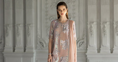 Maria B | RTW | 3 Piece Embroidered Chiffon Suit-Brand:Maria B-Type:Luxury Formals-Pink - House of Maryam- Buy in UK, USA