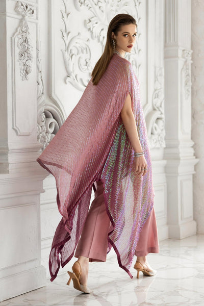 Maria B | RTW | 3 Piece Embroidered Chiffon Suit-Brand:Maria B-Type:Luxury Formals-Pink - House of Maryam- Buy in UK, USA