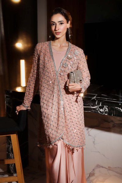 Maria B | RTW | 3 Piece Embroidered Chiffon Suit-Brand:Maria B-Type:Luxury Formals-Pink - House of Maryam- Buy in UK, USA