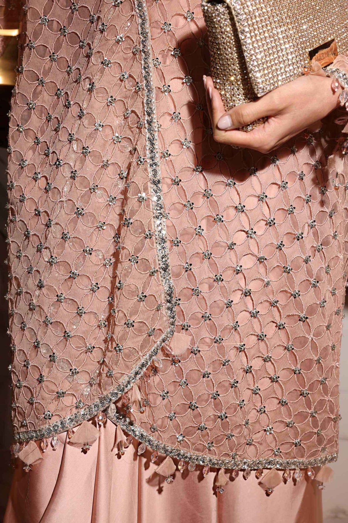 Maria B | RTW | 3 Piece Embroidered Chiffon Suit-Brand:Maria B-Type:Luxury Formals-Pink - House of Maryam- Buy in UK, USA