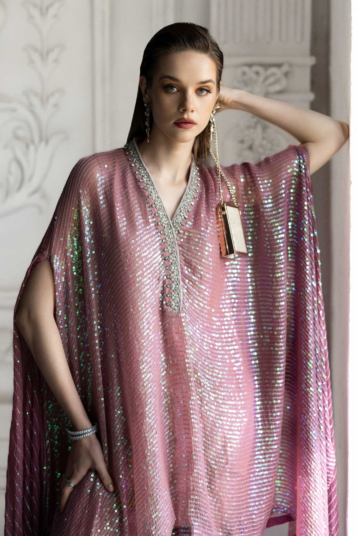 Maria B | RTW | 3 Piece Embroidered Chiffon Suit-Brand:Maria B-Type:Luxury Formals-Pink - House of Maryam- Buy in UK, USA