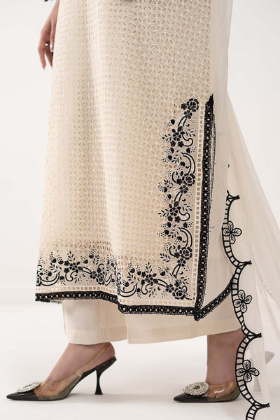 Maria B | RTW | 3 Piece Embroidered Chiffon Suit-Brand:Maria B-Type:Luxury Formals-White - House of Maryam- Buy in UK, USA