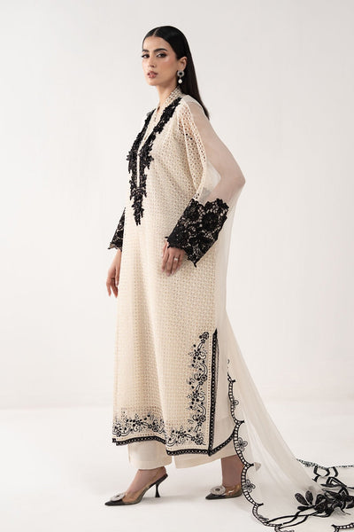 Maria B | RTW | 3 Piece Embroidered Chiffon Suit-Brand:Maria B-Type:Luxury Formals-White - House of Maryam- Buy in UK, USA