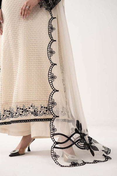 Maria B | RTW | 3 Piece Embroidered Chiffon Suit-Brand:Maria B-Type:Luxury Formals-White - House of Maryam- Buy in UK, USA