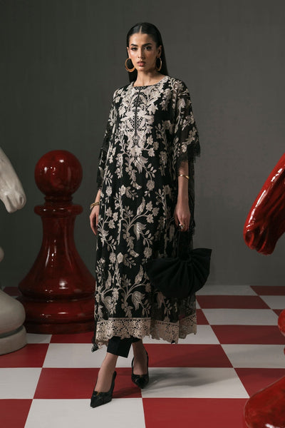 Maria B | RTW | 3 Piece Embroidered Cotton Net Suit-Brand:Maria B-Type:Luxury Pret-Black - House of Maryam- Buy in UK, USA