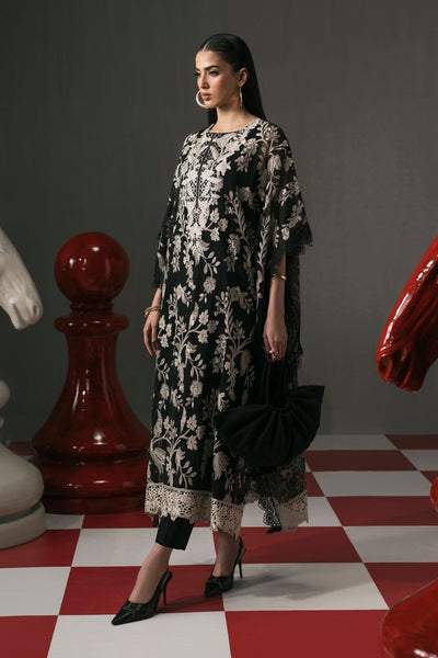 Maria B | RTW | 3 Piece Embroidered Cotton Net Suit-Brand:Maria B-Type:Luxury Pret-Black - House of Maryam- Buy in UK, USA
