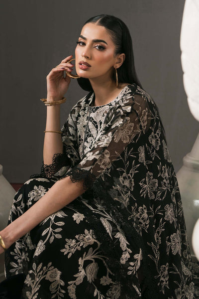 Maria B | RTW | 3 Piece Embroidered Cotton Net Suit-Brand:Maria B-Type:Luxury Pret-Black - House of Maryam- Buy in UK, USA