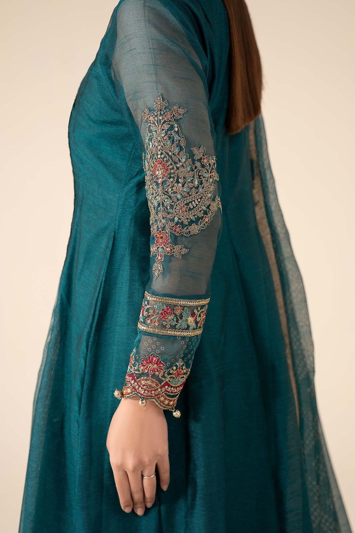 Maria B | RTW | 3 Piece Embroidered Cotton Net Suit-Brand:Maria B-Type:Luxury Pret-Green - House of Maryam- Buy in UK, USA