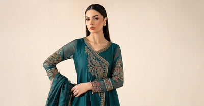 Maria B | RTW | 3 Piece Embroidered Cotton Net Suit-Brand:Maria B-Type:Luxury Pret-Green - House of Maryam- Buy in UK, USA
