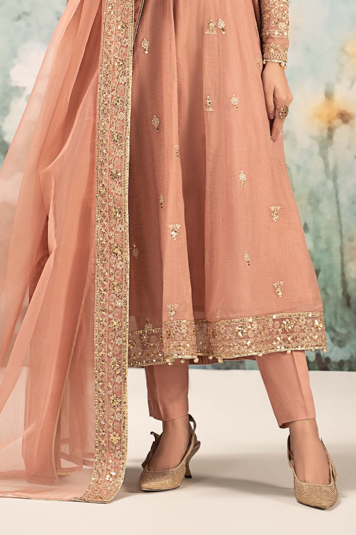 Maria B | RTW | 3 Piece Embroidered Cotton Net Suit-Brand:Maria B-Type:Luxury Pret-Pink - House of Maryam- Buy in UK, USA