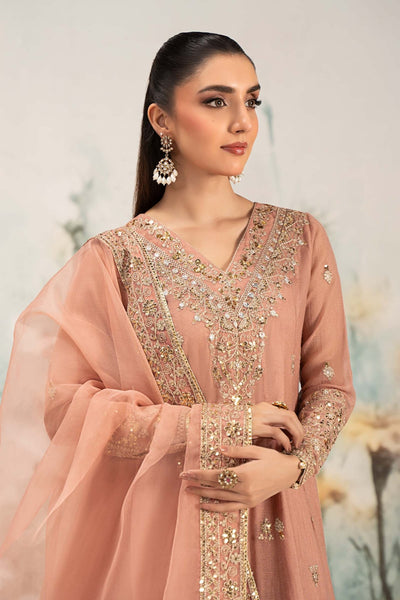 Maria B | RTW | 3 Piece Embroidered Cotton Net Suit-Brand:Maria B-Type:Luxury Pret-Pink - House of Maryam- Buy in UK, USA