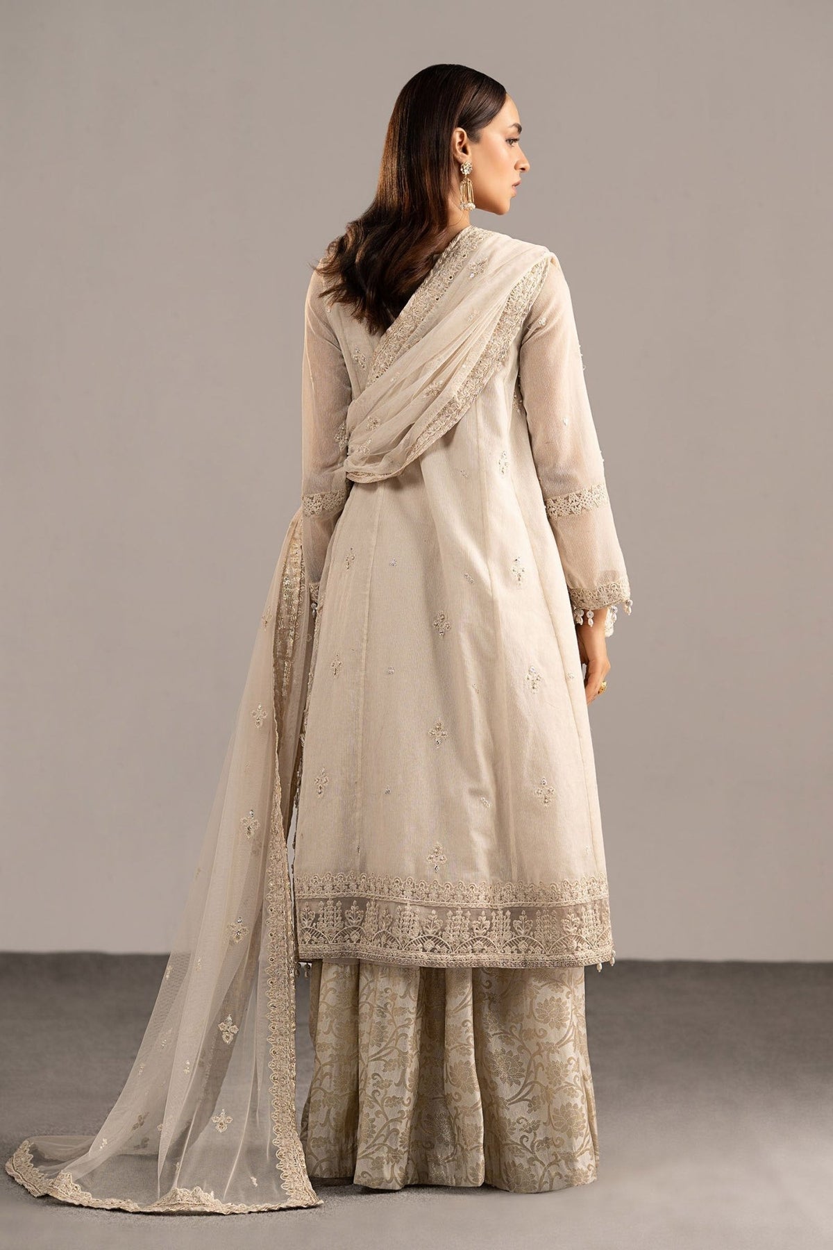 Maria B | RTW | 3 Piece Embroidered Cotton Net Suit-Brand:Maria B-Type:Luxury Formals-White - House of Maryam- Buy in UK, USA