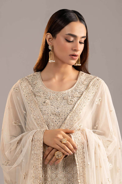 Maria B | RTW | 3 Piece Embroidered Cotton Net Suit-Brand:Maria B-Type:Luxury Formals-White - House of Maryam- Buy in UK, USA