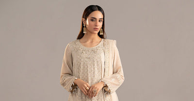 Maria B | RTW | 3 Piece Embroidered Cotton Net Suit-Brand:Maria B-Type:Luxury Formals-White - House of Maryam- Buy in UK, USA