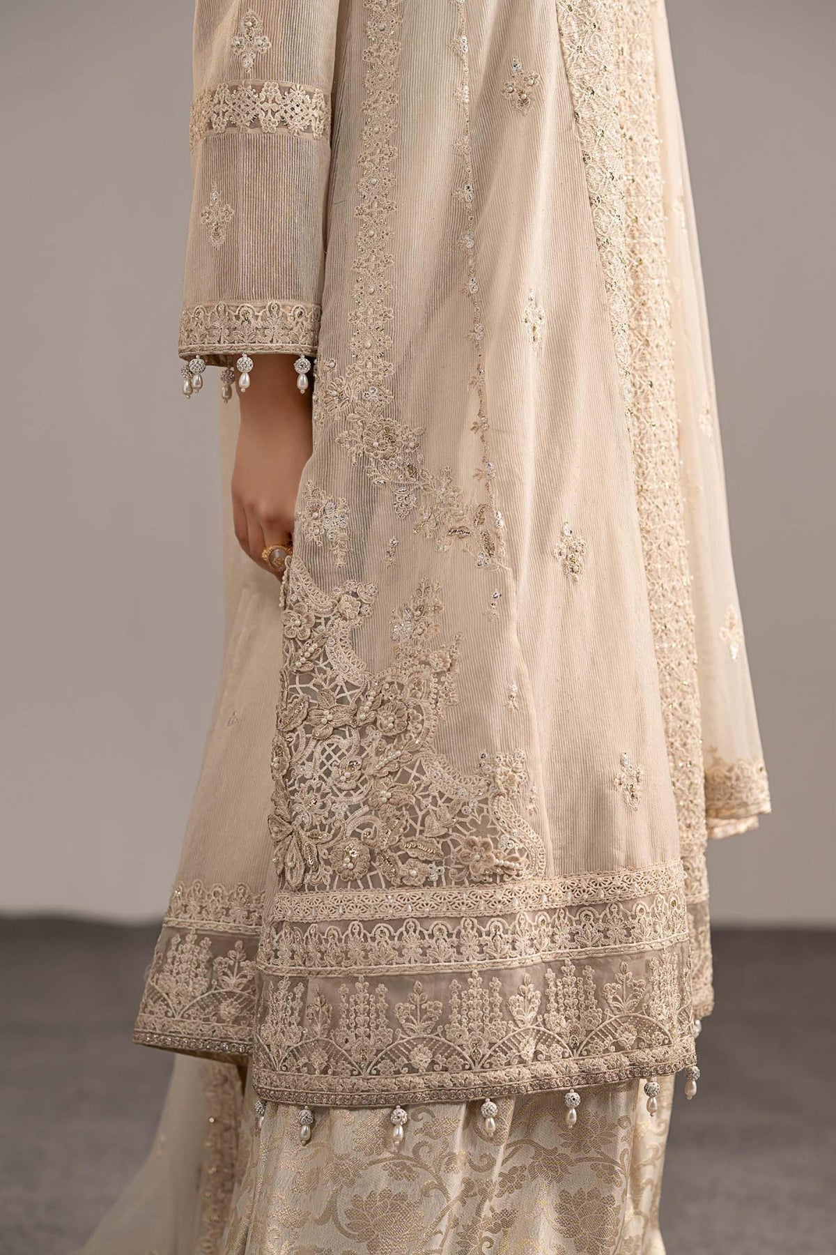 Maria B | RTW | 3 Piece Embroidered Cotton Net Suit-Brand:Maria B-Type:Luxury Formals-White - House of Maryam- Buy in UK, USA