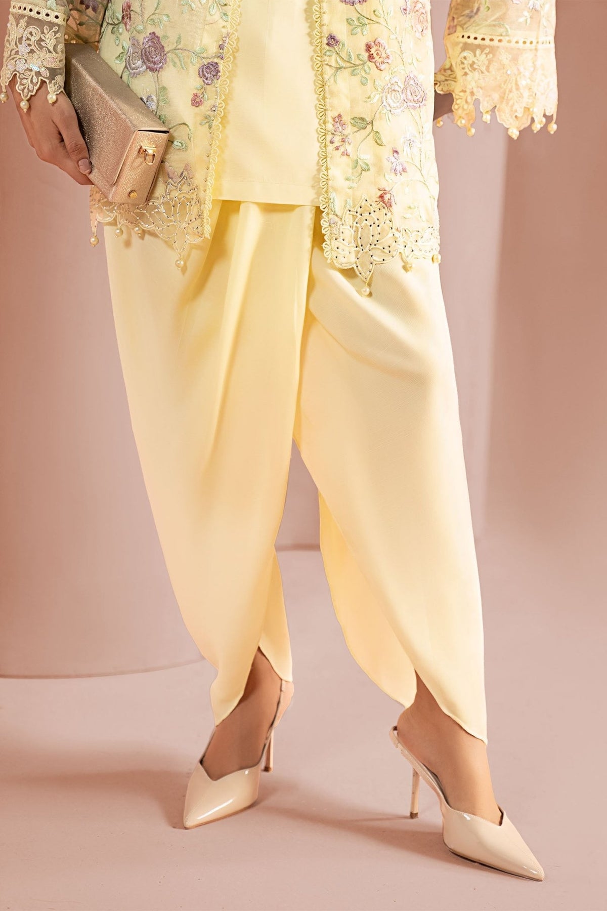 Maria B | RTW | 3 Piece Embroidered Cotton Net Suit-Brand:Maria B-Type:Luxury Pret-Yellow - House of Maryam- Buy in UK, USA