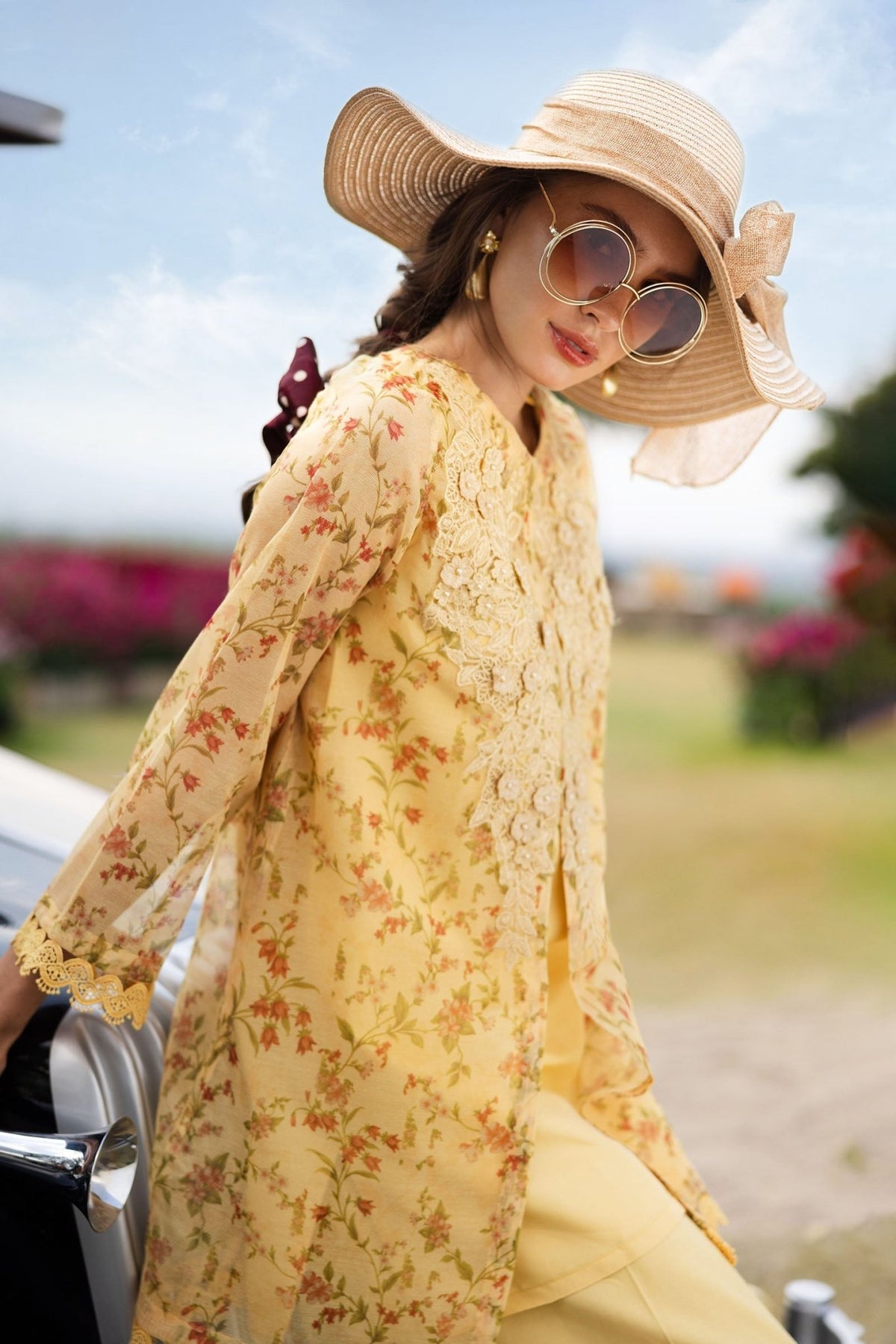 Maria B | RTW | 3 Piece Embroidered Cotton Net Suit-Brand:Maria B-Type:Luxury Pret-Yellow - House of Maryam- Buy in UK, USA